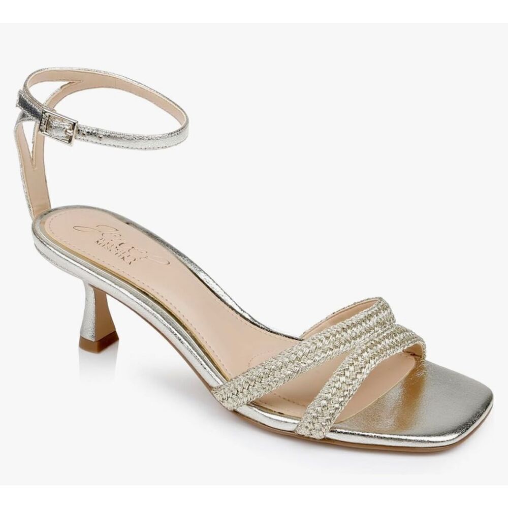 Jewel Badgley Mischka Hayzel Metallic Kitten Heel Sandal Size 7